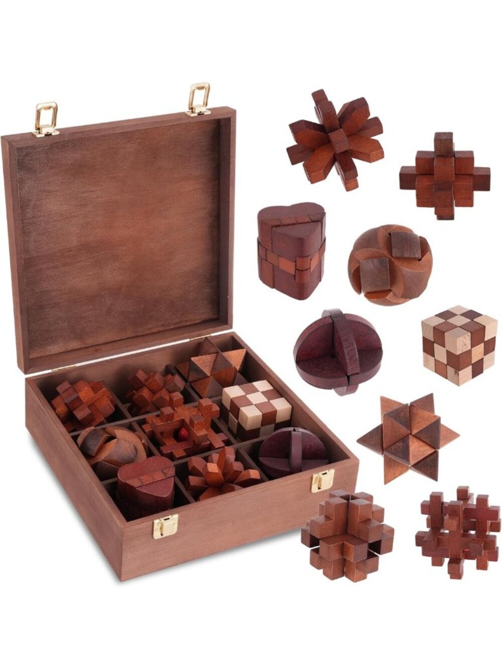 3D Wooden Brain Teaser Puzzle for Adults & Teens - Fun Mind Game Toy